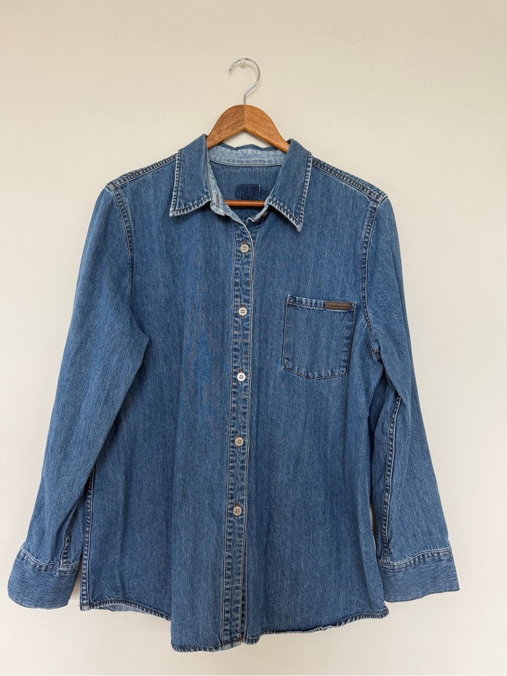 Vintage Calvin Klein Denim Button Up Shirt. Woman’s Large